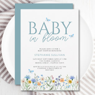 Baby in Bloom Wildflower Baby Shower für Jungen  Einladung