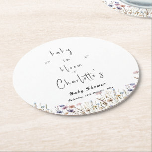 Baby In Bloom Wildflower Baby Shower Runder Pappuntersetzer