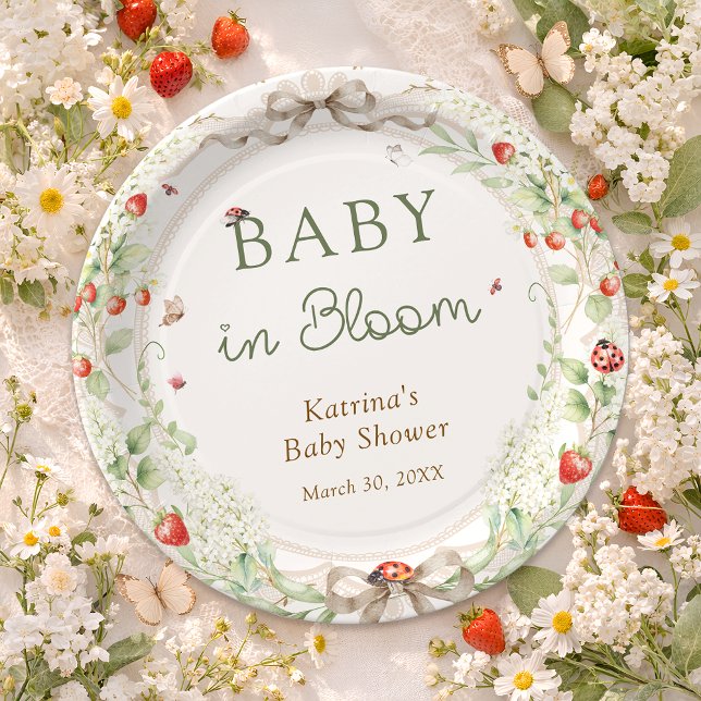 Baby in Bloom Wildflower Bow Baby Shower Pappteller (Von Creator hochgeladen)