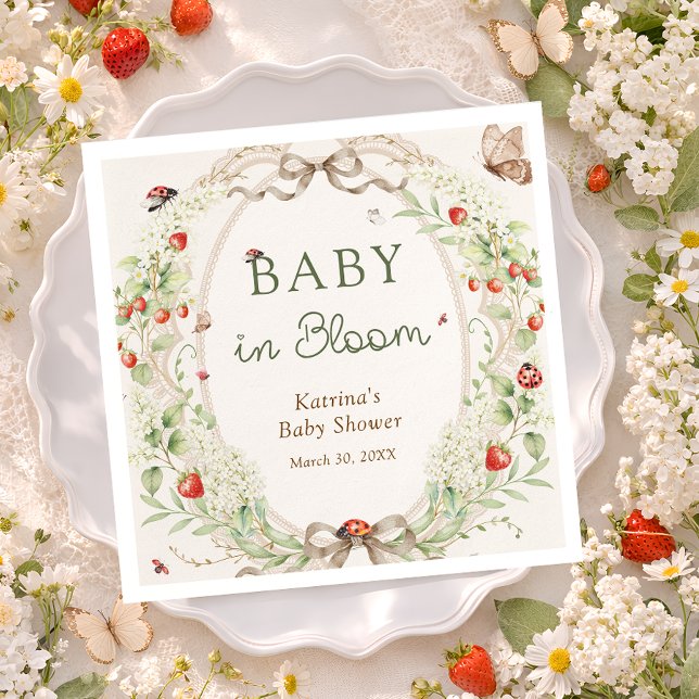 Baby in Bloom Wildflower Bow Baby Shower Serviette (Von Creator hochgeladen)