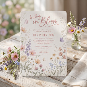Baby in Bloom Wildflower-Garten Mädchen-Baby-Party Einladung