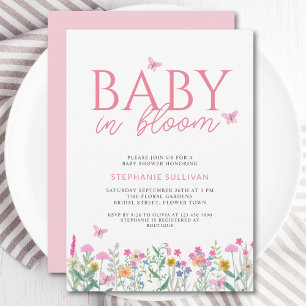 Baby in Bloom Wildflower Mädchen-Baby-Party  Einladung