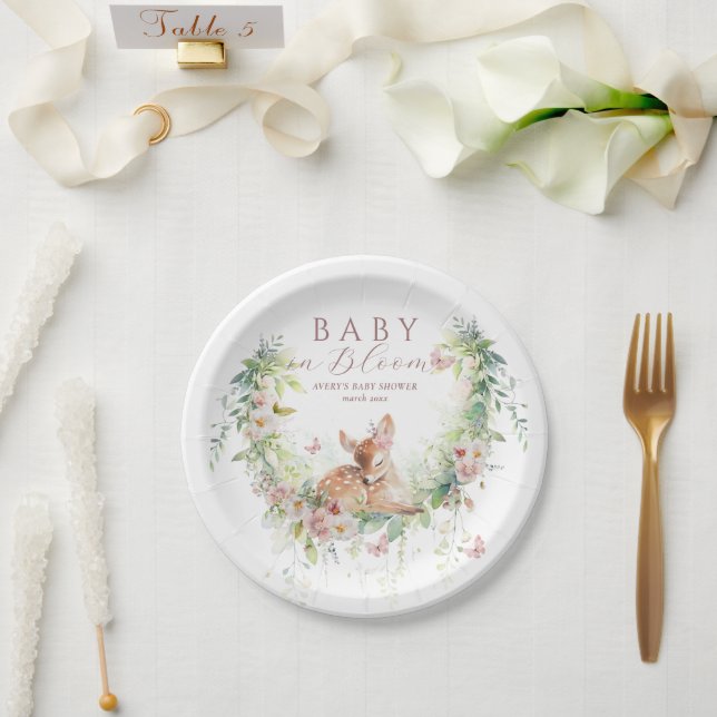 Baby in Bloom Woodland Floral Baby Girl Dusche Pappteller (Hochzeit)