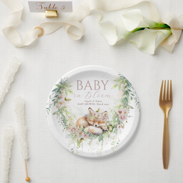 Baby in Bloom Woodland Floral Baby Girl Dusche Pappteller (Hochzeit)