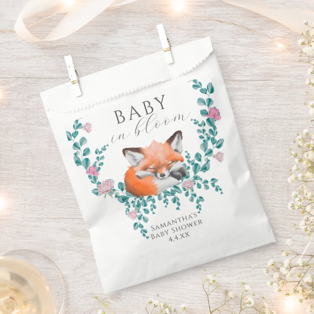 Baby in Bloom Woodland Fox Greenery Baby Shower Geschenktütchen (Ausgeschnitten)