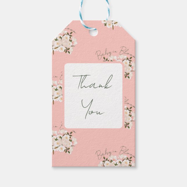Baby in Bloom Wrapping Paper für Babydusche Geschenkanhänger (Vorderseite)