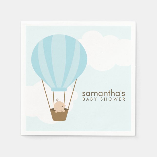 Baby in Blue Hot Air Balloon Baby Dusche Serviette (Vorderseite)