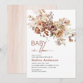 Baby in blühenden Blume Aquarell Babydusche Einladung