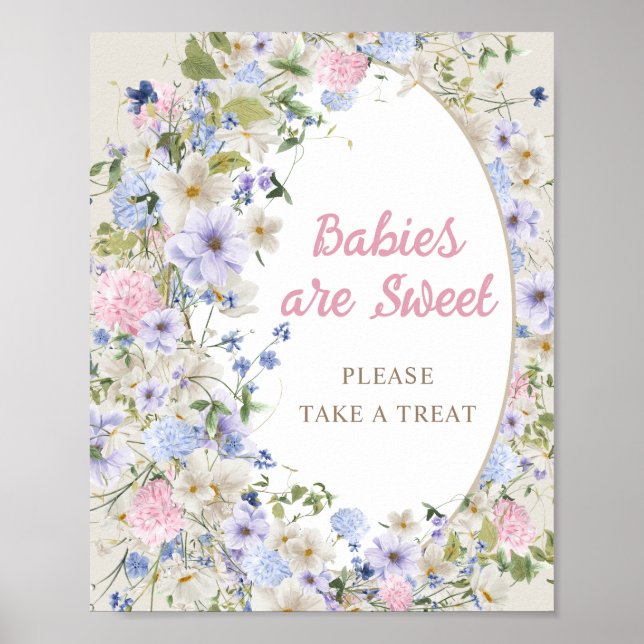 Baby in blühenden Frühlingsmilch Wildblumen Babys  Poster (Vorne)