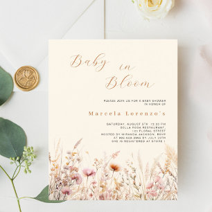 Baby in blühenden Wildblumen Beige-Budget-Dusche