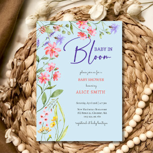 Baby in blühenden wilden Blume Babydusche Einladung