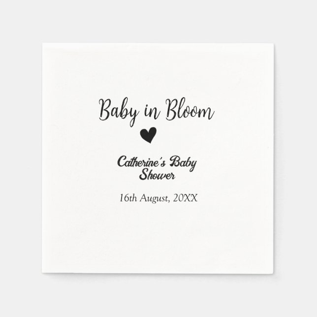 Baby in blühender Babydusche einfaches schwarzes H Serviette (Vorderseite)