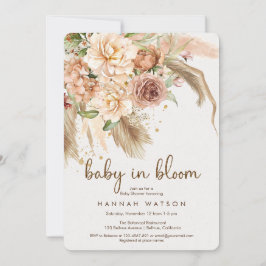 Baby in blühender Boho Pampas Gras Mädchen Babydus Einladung