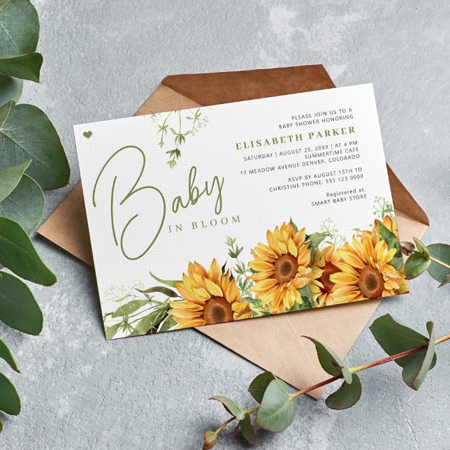 Baby in blühender, geschlechtsneutraler Babydusche Einladung (Von Creator hochgeladen)