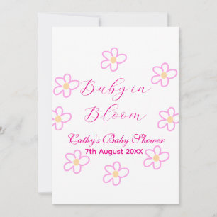 Baby in blühender rosa Blume Babydusche schlicht e Einladung