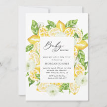 Baby in blühender Zitronenbouquet Babydusche Einla