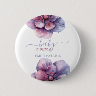 Baby in Blüte Babydusche Button