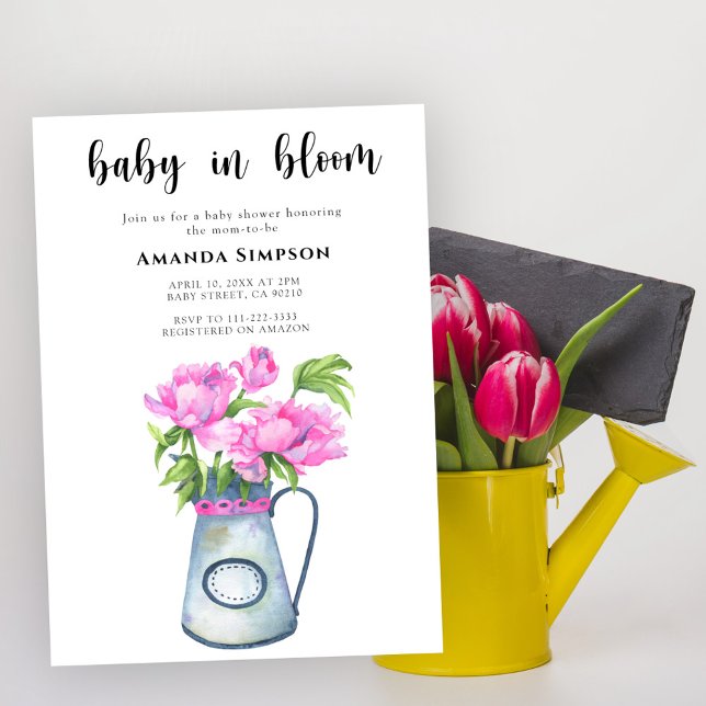 Baby in Blüte Jug Blume Babydusche Einladung (Von Creator hochgeladen)