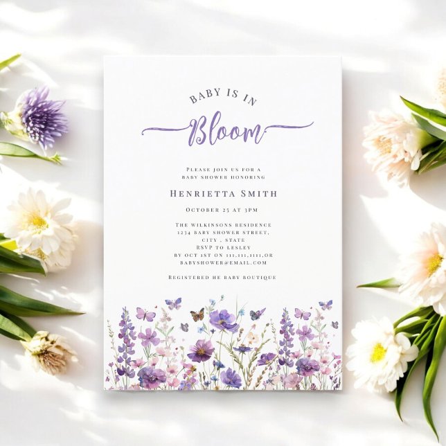 Baby in Blüte minimale Aquarelldusche Einladung (baby in bloom baby shower invitation by willow spring studio)