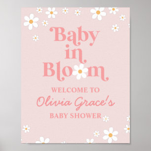 Baby in Blüte Rosa Daisy Dusche Willkommen Poster