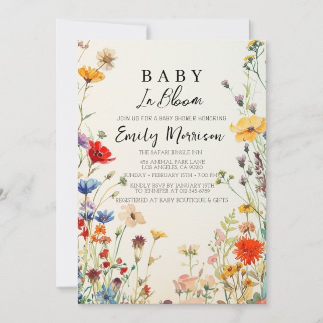 Baby in Blüte und Blume Ich Babydusche Einladung (Vorderseite)