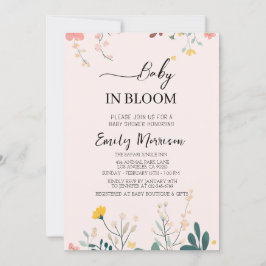Baby in Blüte und Blume Kinderdusche Einladung