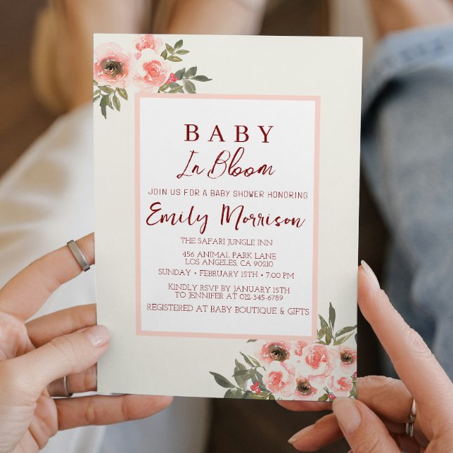 Baby in Blüte und Rote Rosen Ich Babydusche Einladung (Von Creator hochgeladen)