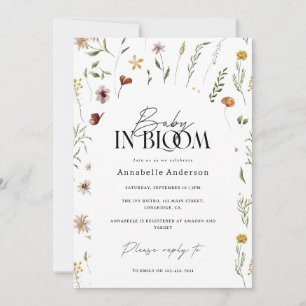 Baby in Blüte Wildblume Babydusche Einladung