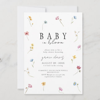 Baby in Blüte Wildblumen-Baby-Party Einladung