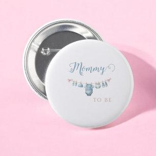Baby in Blüten Blau Mama zu sein  Babyparty Button