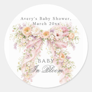 Baby in Blüten Florales Mädchen-Baby-Shower Runder Aufkleber