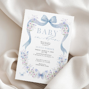 Baby in Blütenblau Baby-Party für Jungen Einladung