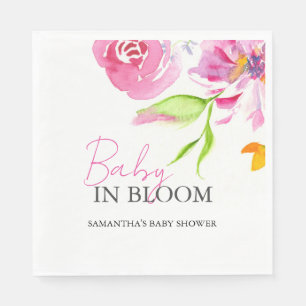 Baby in Blütendusche Wasserfarben Blume Serviette
