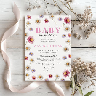 Baby in Blüteneinladung, Wildblumen Kinderdusche Einladung