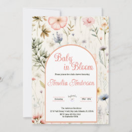 Baby in Blütenfarbe Wildblume Blumendusche Einladung