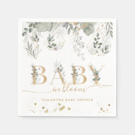 Baby in Blütengrün & Gold Baby Dusche Serviette
