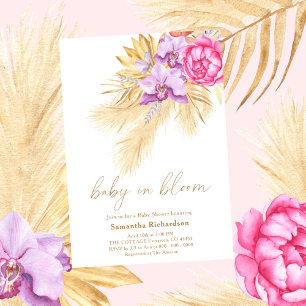 Baby in Blütenpracht Pampasgras Boho Rosa Babypart Einladung