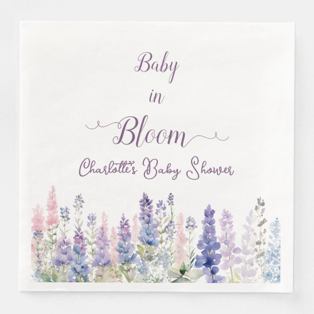Baby in blutfarbigen Lupine Blume Kinderdusche Serviette (Vorderseite)