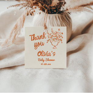 Baby in blütiger Hand gezogenes Blumenbaby-Dusche Geschenkanhänger
