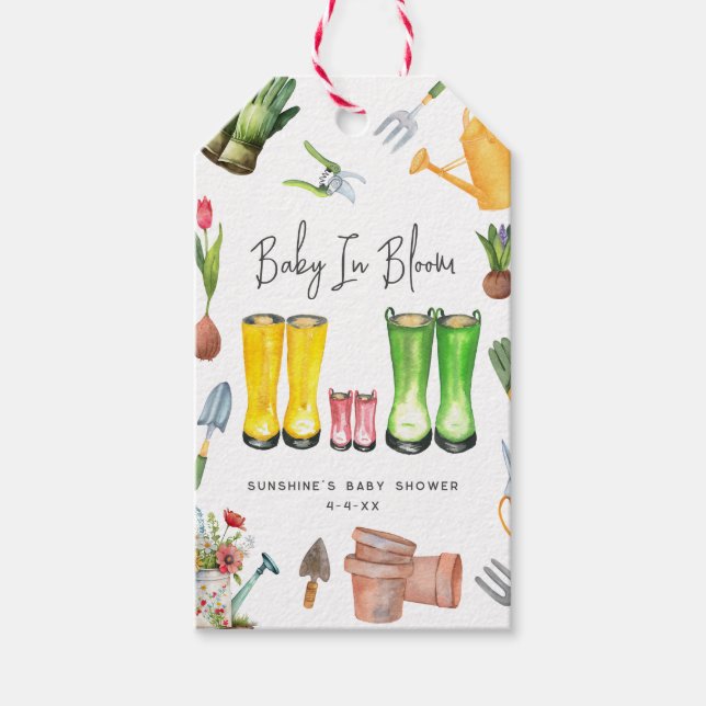 Baby in blutrosa Regenbogenhaut Gartenarbeit Geschenkanhänger (Vorderseite)