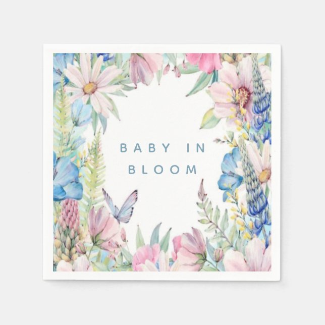 Baby in blutweichen Wildblumen neutrale Babydusche Serviette (Vorderseite)