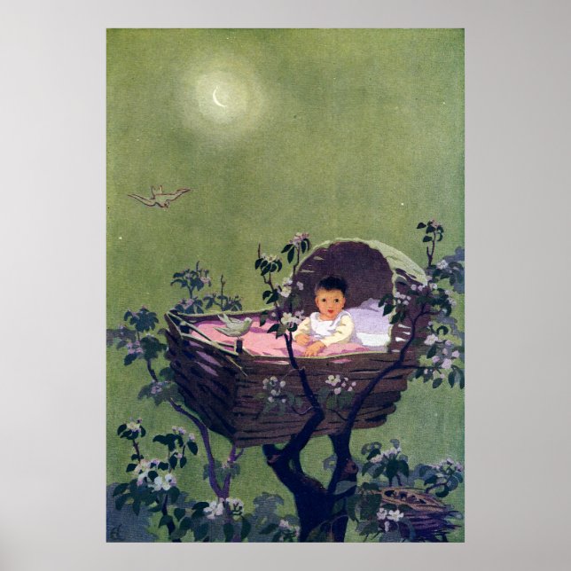 Baby in Cradle in Tree Lullaby Poster (Vorne)