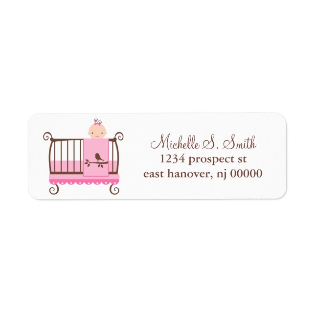 Baby in Crib-Rücksendeadressen-Aufklebern (Vorne)