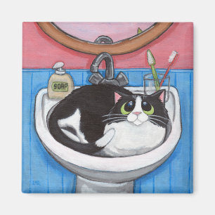 Baby in der Wanne - Katzen-Magnet Magnet
