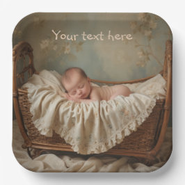 Baby in der Wiege Pappteller