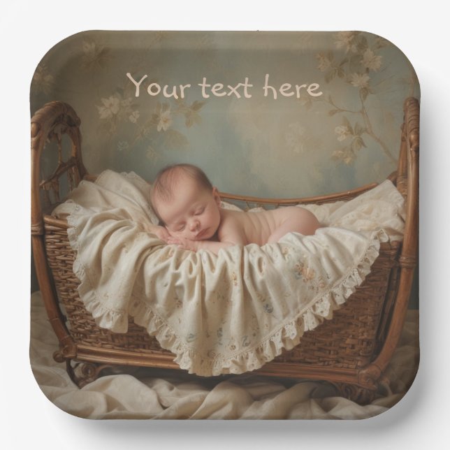 Baby in der Wiege Pappteller (Vorderseite)