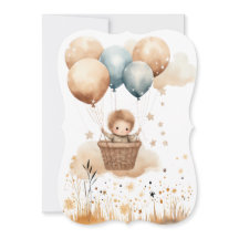 Baby in einem Ballon Basket Geburtsankündigung