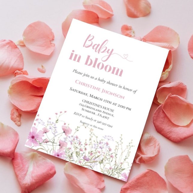 Baby in einer blühenden Wildblume Baby Dusche Einl Einladung (Von Creator hochgeladen)