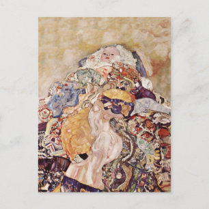 Baby in farbenfroher Steppdecke Postkarte