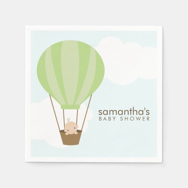 Baby in Green Hot Air Balloon Babydusche Serviette (Vorderseite)